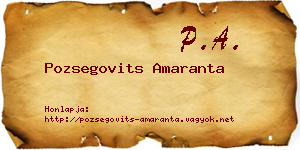 Pozsegovits Amaranta névjegykártya